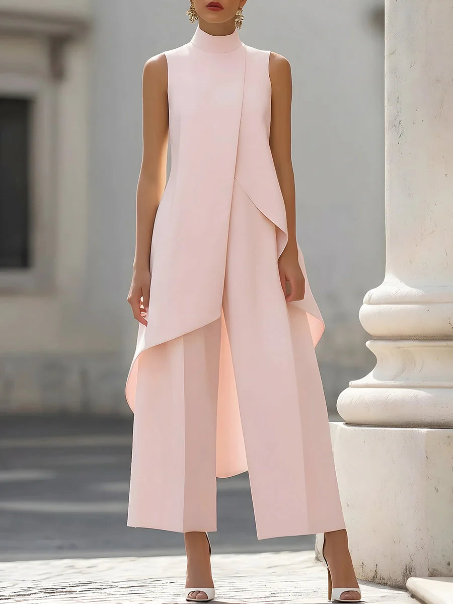 Anouk | Lange, elegante monochrome jurk met een mooie valling