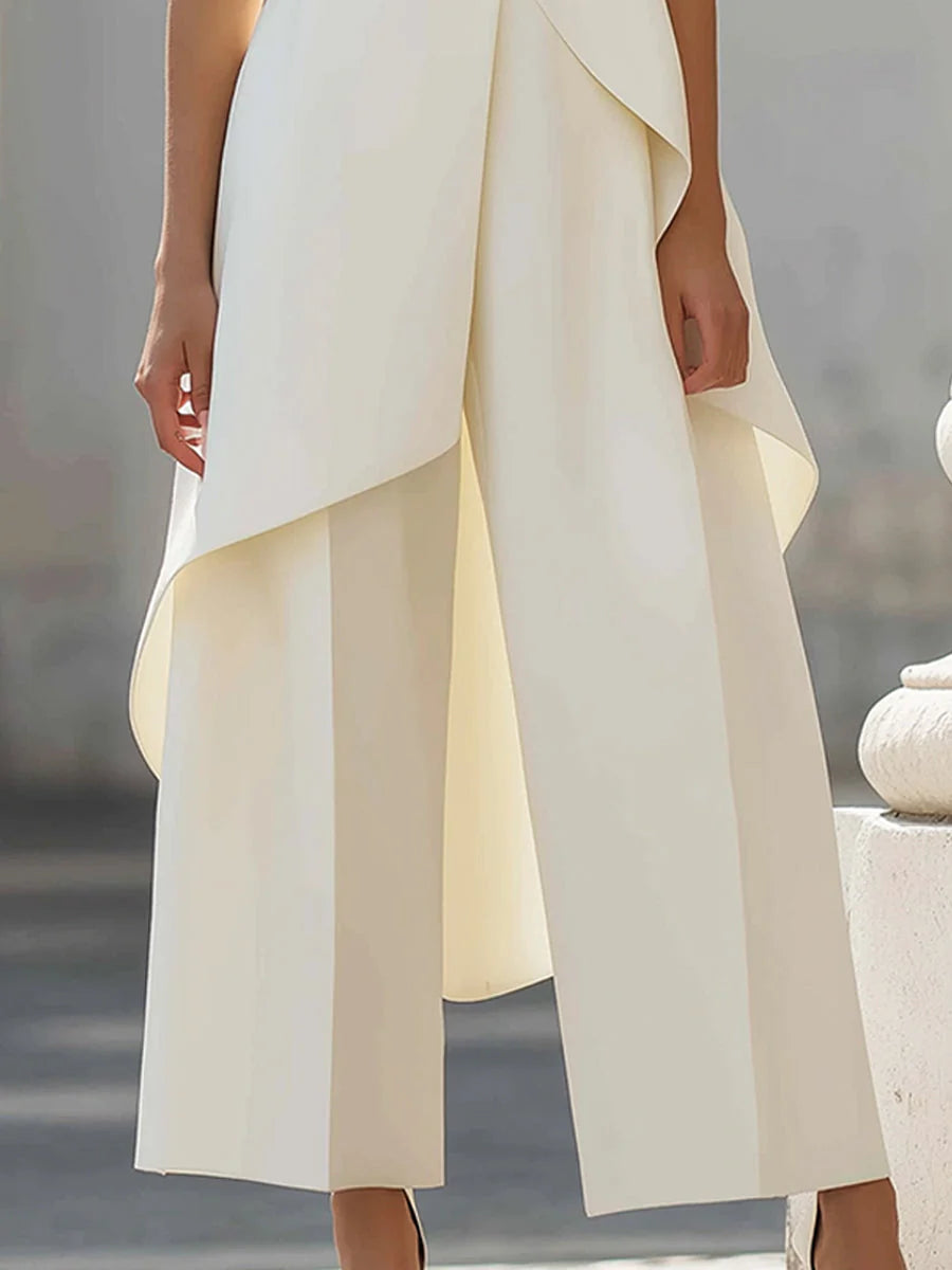 Anouk | Lange, elegante monochrome jurk met een mooie valling