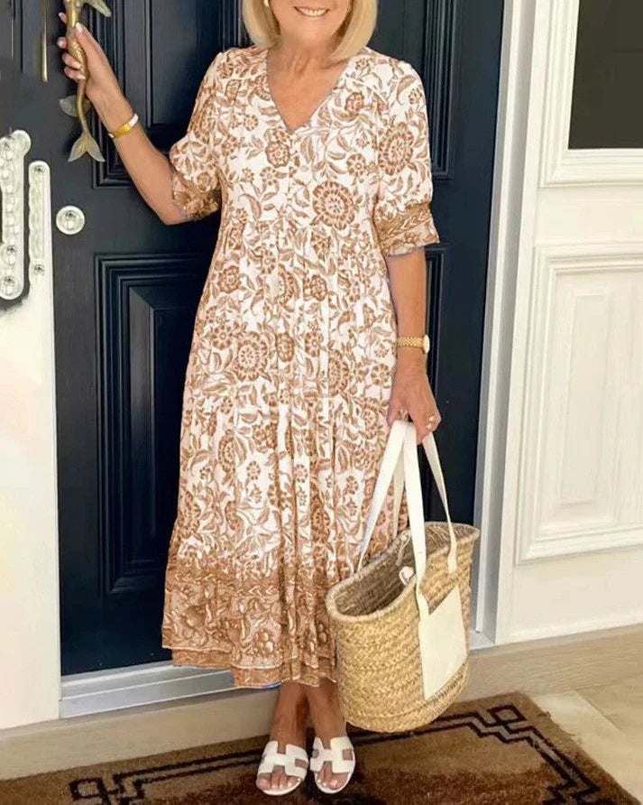 Yara | Elegante jurk met bloemenprint en V-hals