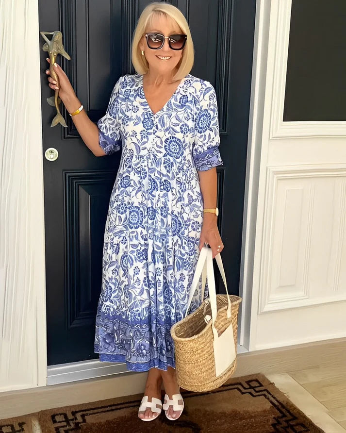 Yara | Elegante jurk met bloemenprint en V-hals
