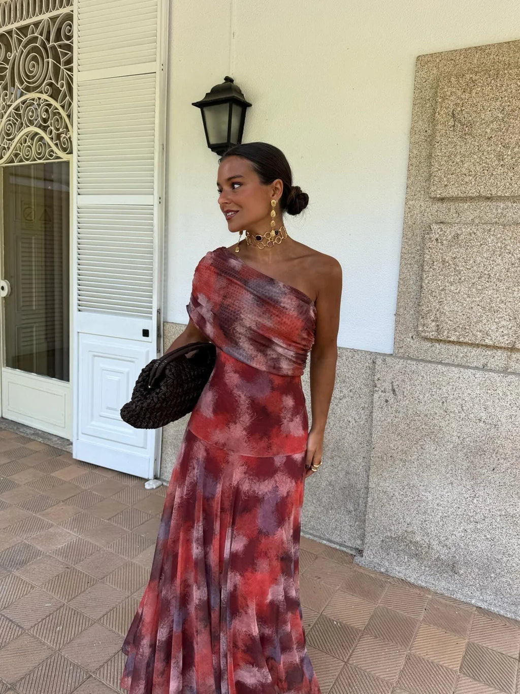 Willemien | Asymmetrische jurk met vervaagde abstracte print