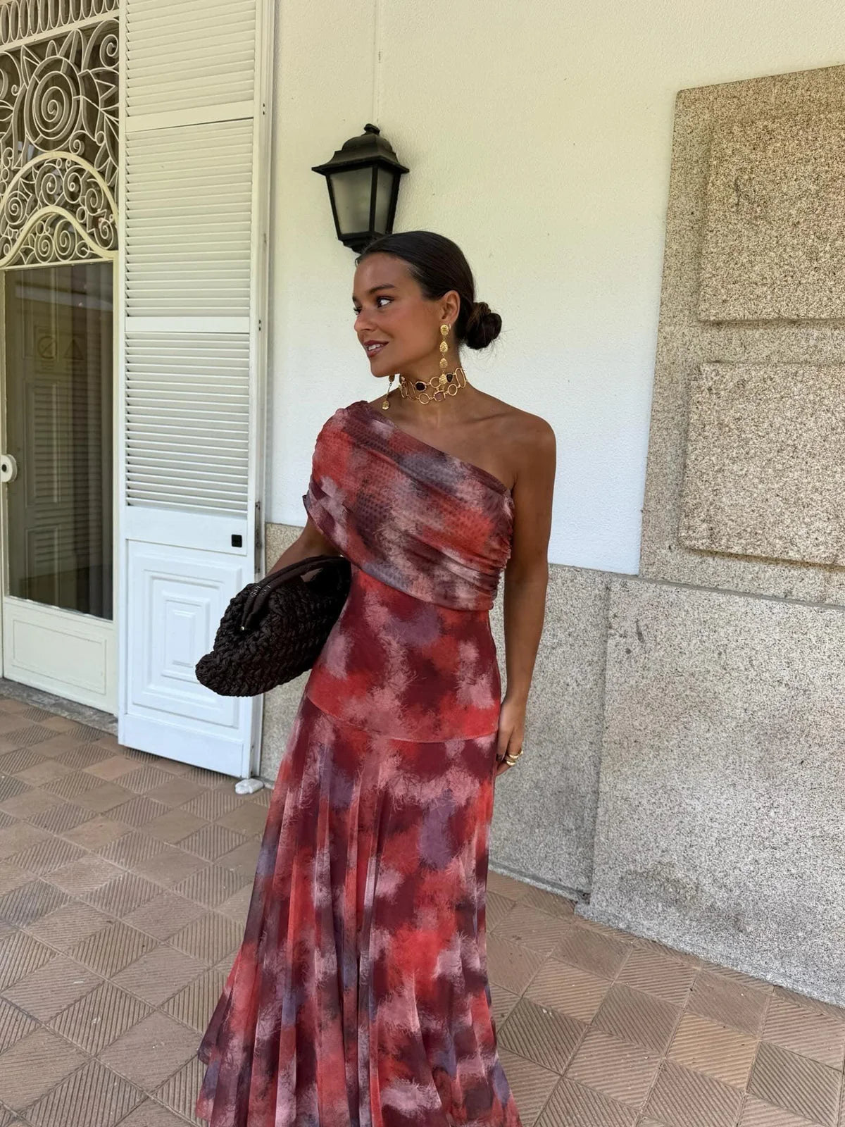Willemien | Asymmetrische jurk met vervaagde abstracte print