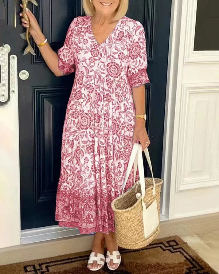 Yara | Elegante jurk met bloemenprint en V-hals