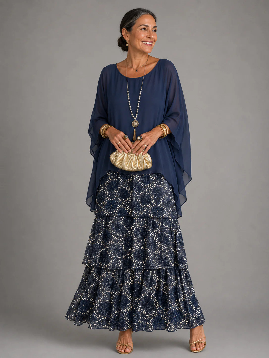 Marijke | Elegante, soepel vallende lange jurk