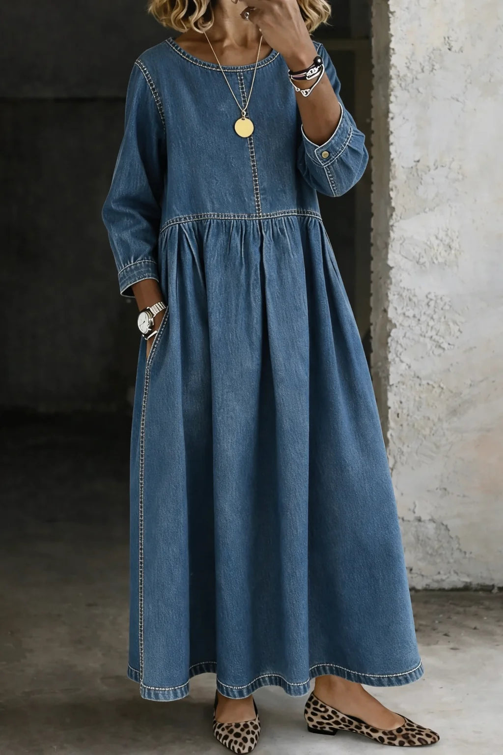 Nienke | Vintage Denim Maxi-Jurk