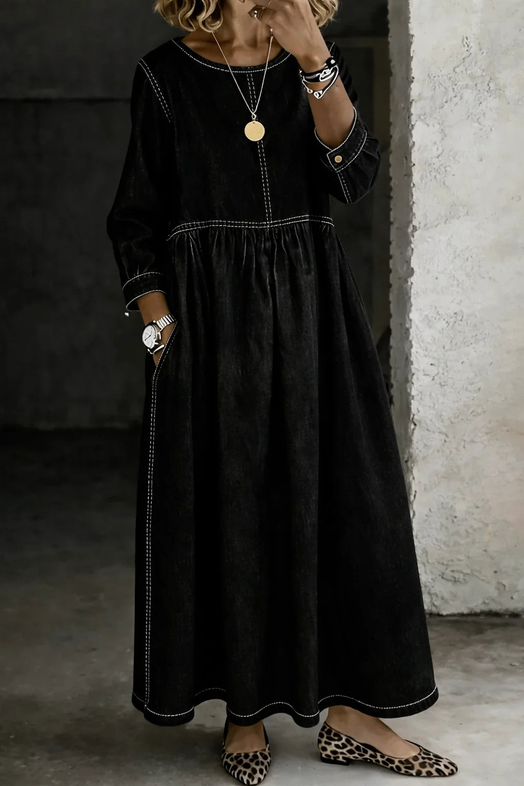 Nienke | Vintage Denim Maxi-Jurk