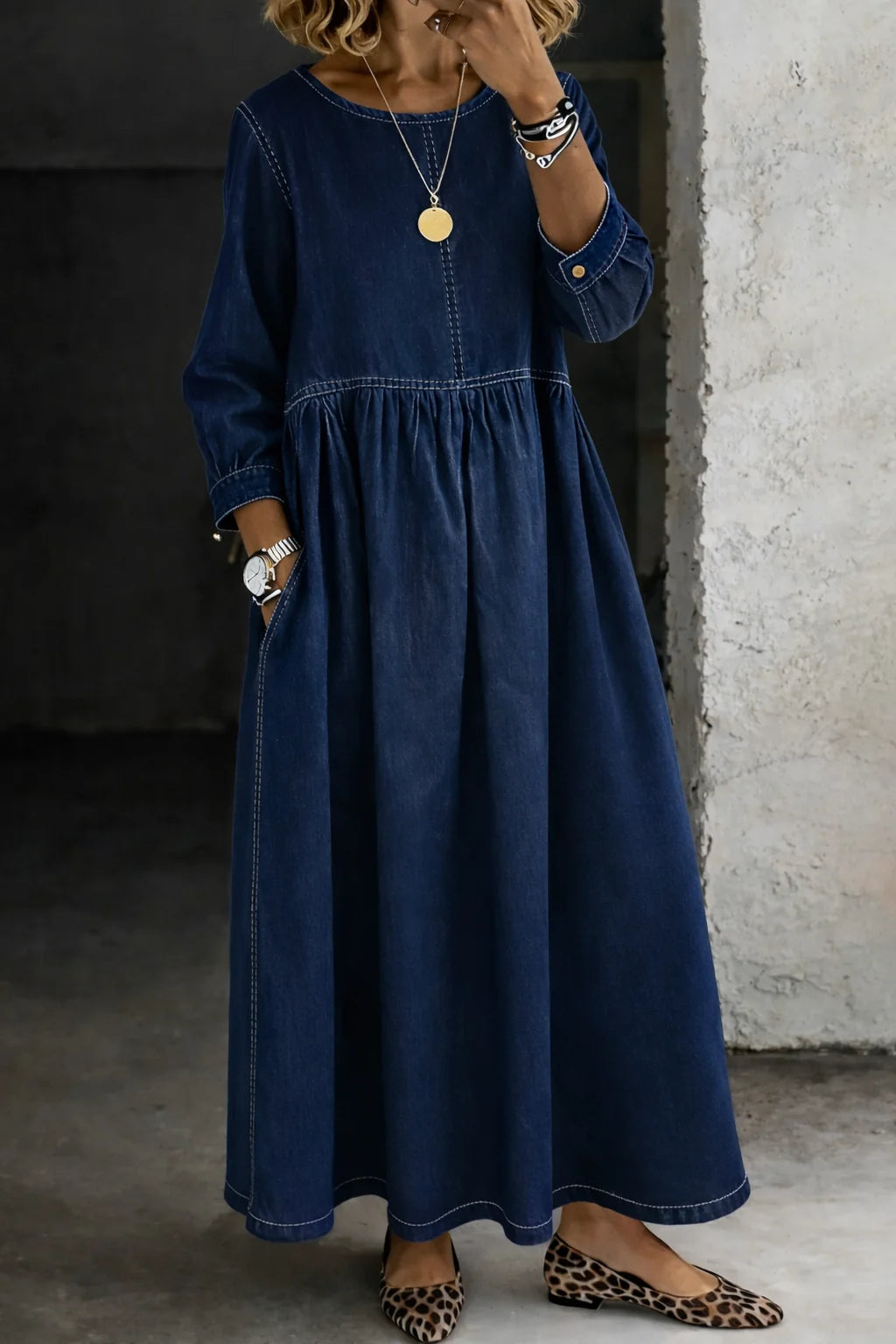 Nienke | Vintage Denim Maxi-Jurk