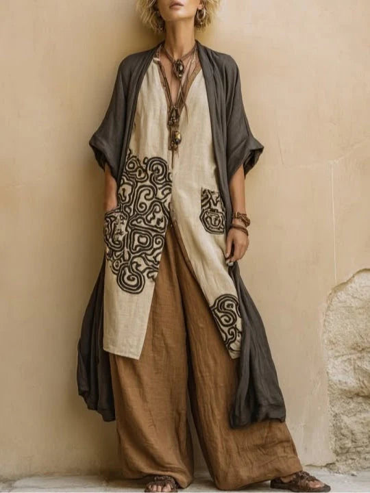 Yara | Lange bohemien-set met borduursels