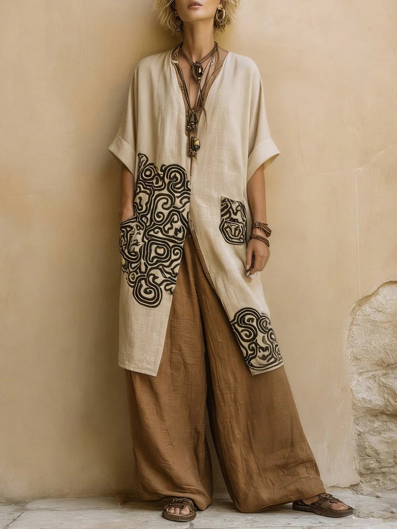 Yara | Lange bohemien-set met borduursels