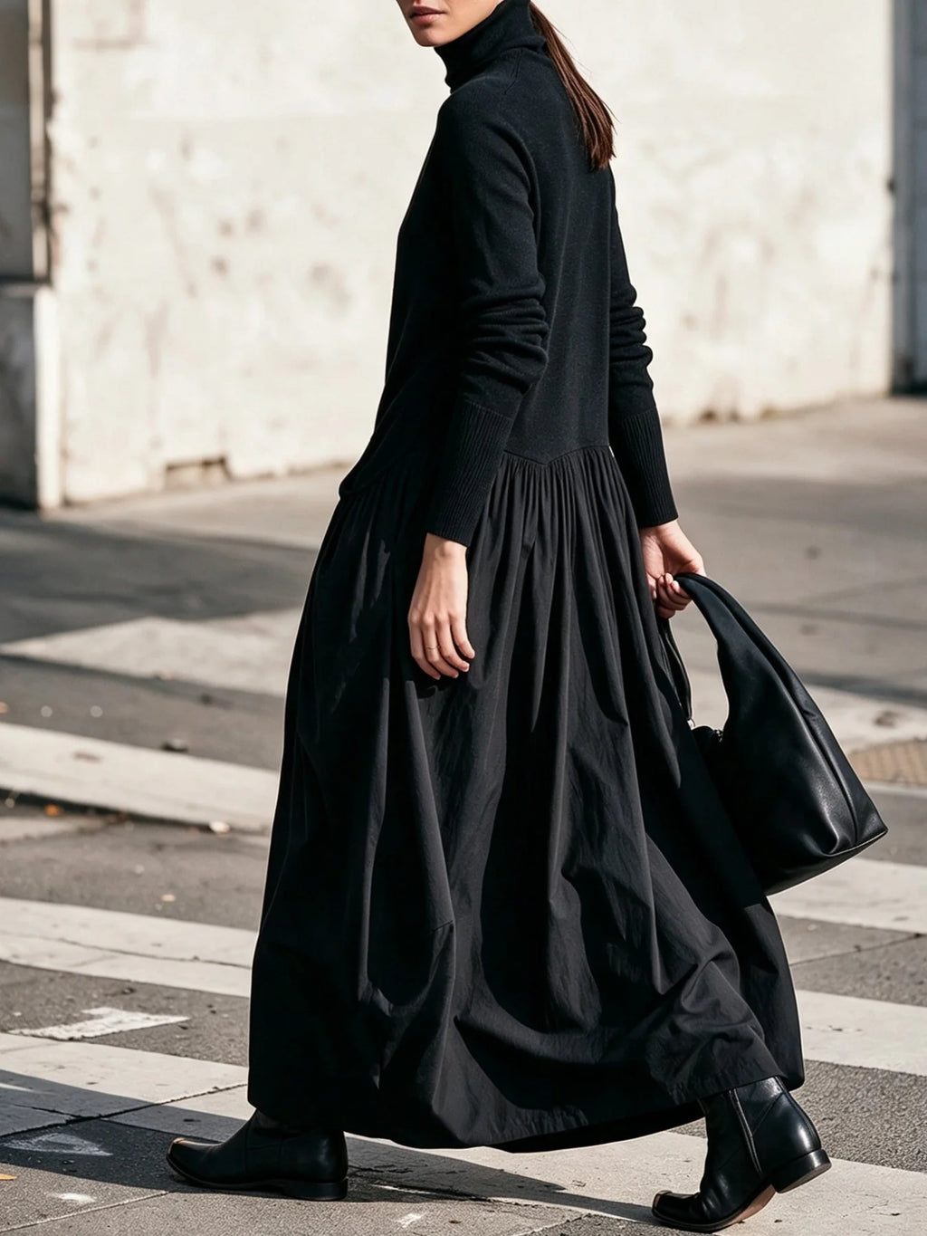 Odette | Oversized Maxi-Jurk Met Hoge Kraag