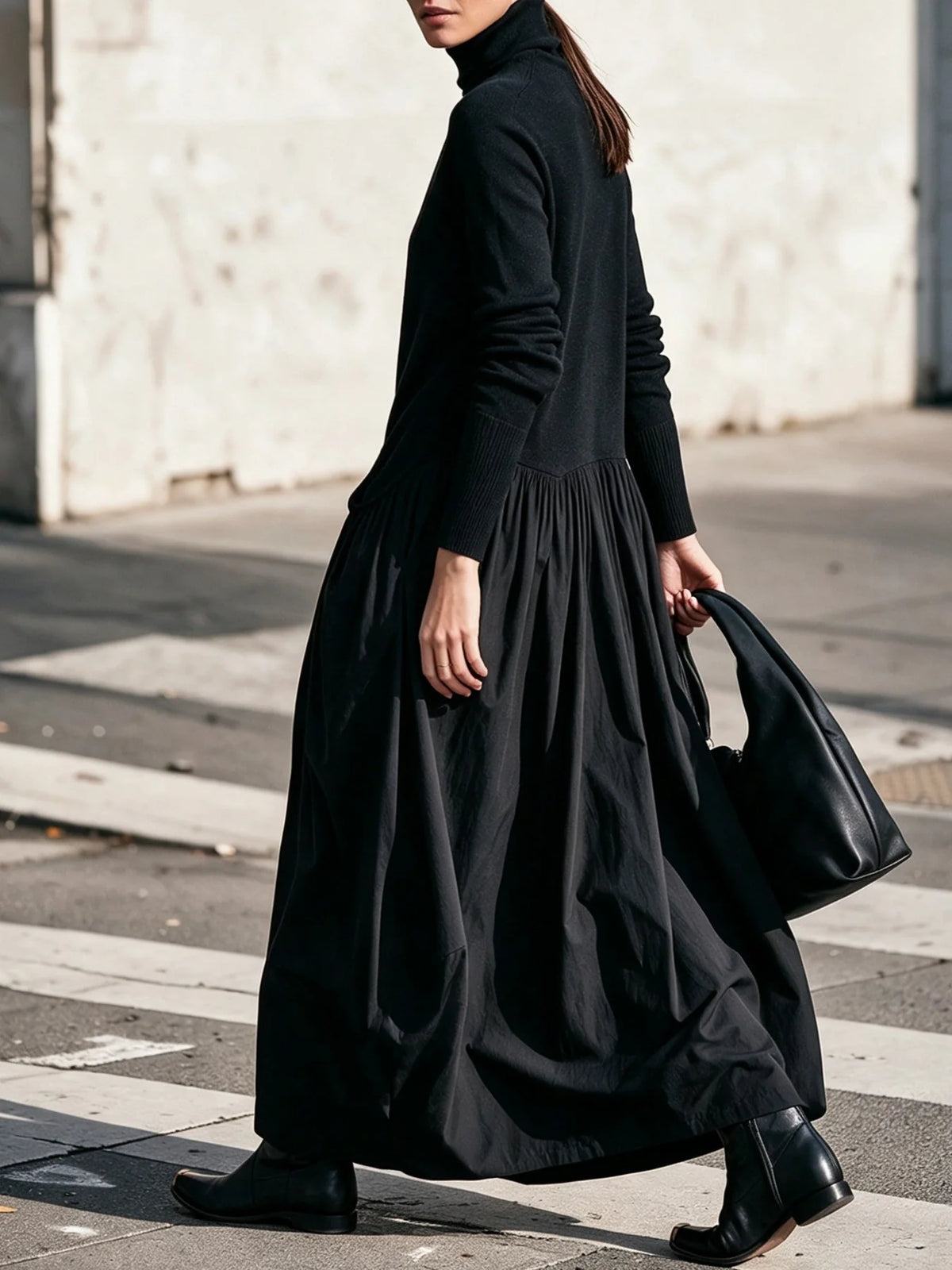 Odette | Oversized Maxi-Jurk Met Hoge Kraag