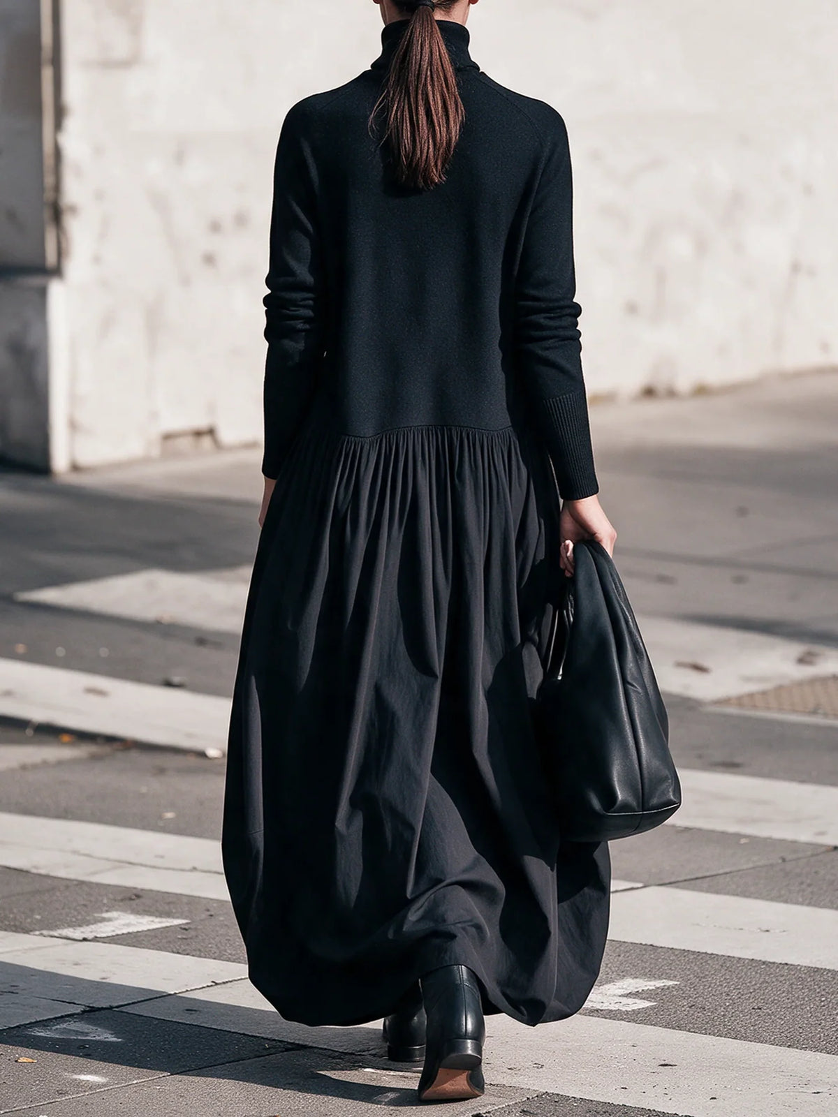 Odette | Oversized Maxi-Jurk Met Hoge Kraag