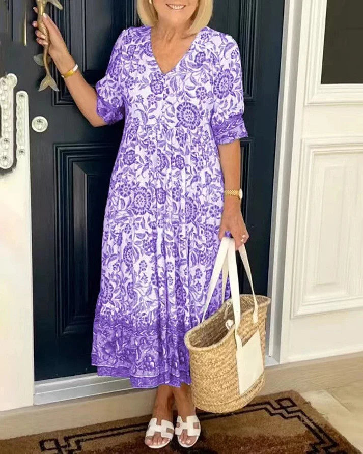 Yara | Elegante jurk met bloemenprint en V-hals