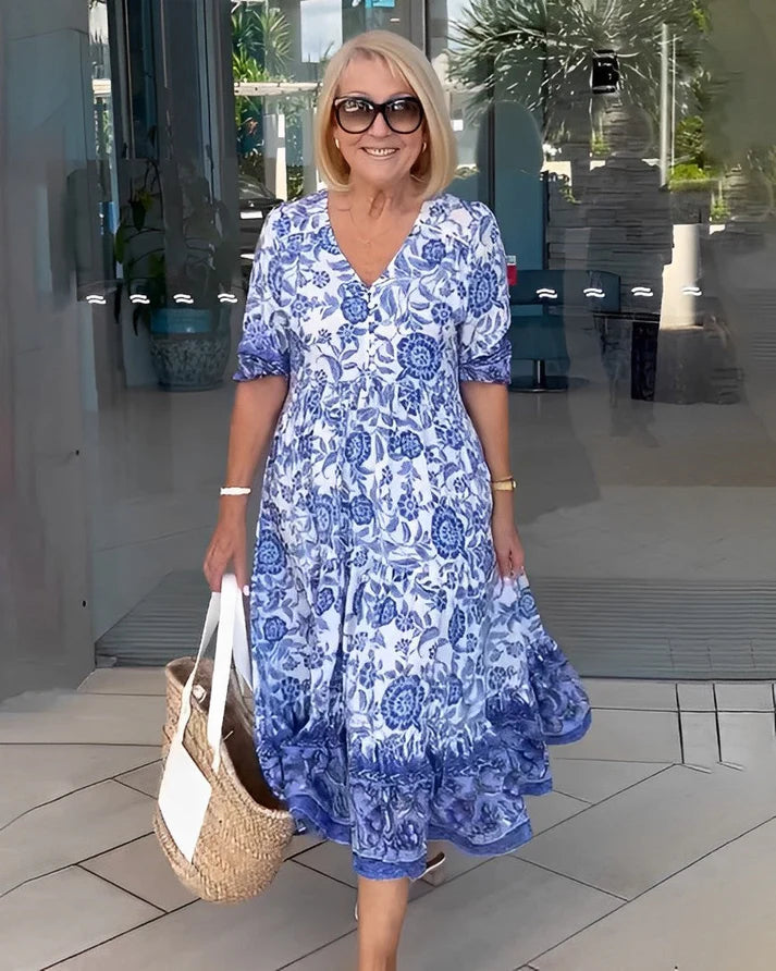 Yara | Elegante jurk met bloemenprint en V-hals