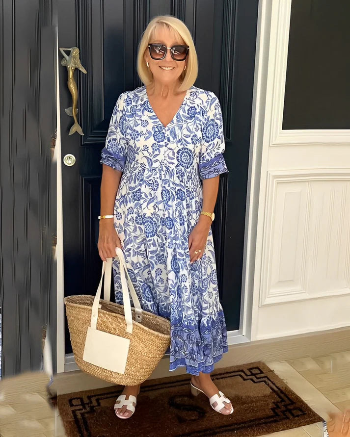 Yara | Elegante jurk met bloemenprint en V-hals