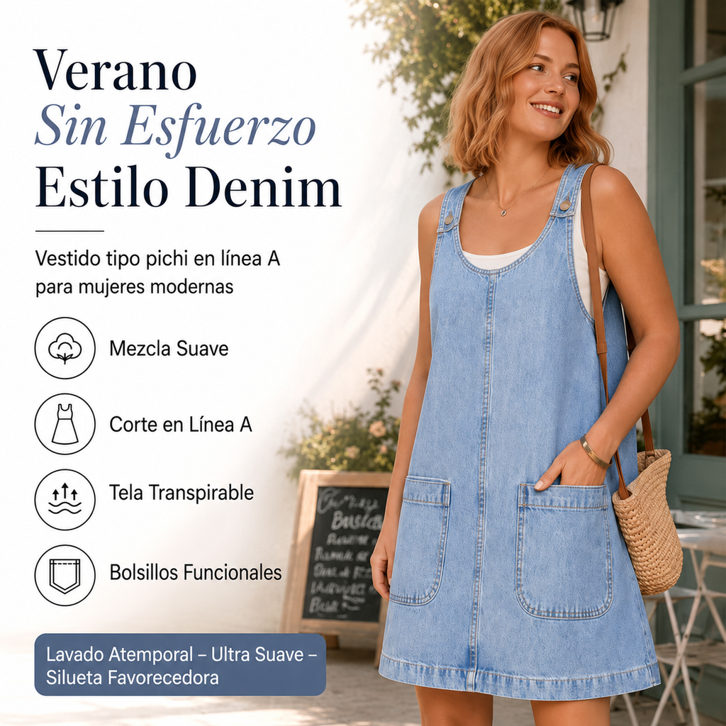 Ilona | Casual denim pinafore-jurk voor dames