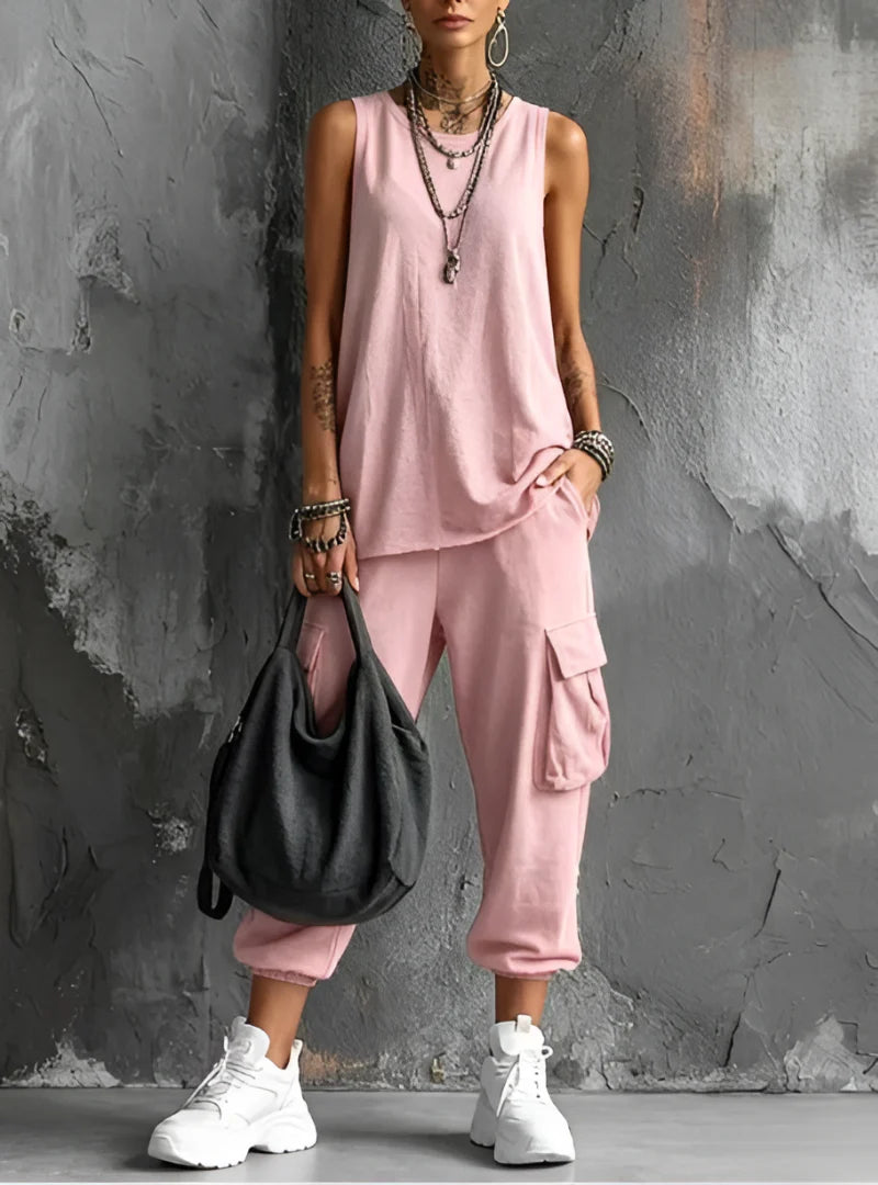 Bente | Casual set met losse pasvorm en zakken