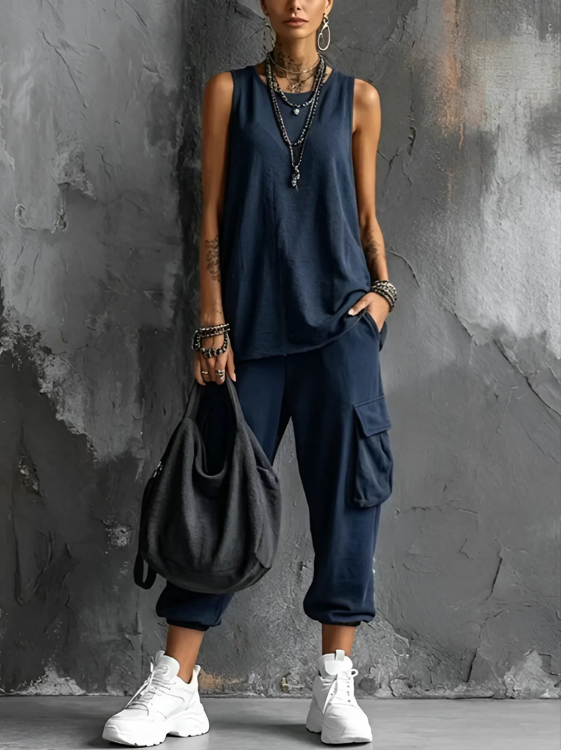 Bente | Casual set met losse pasvorm en zakken
