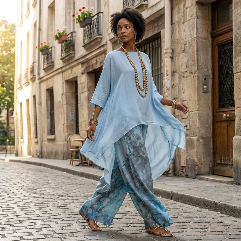 Brigitte | Tweedelige set met asymmetrische tuniek