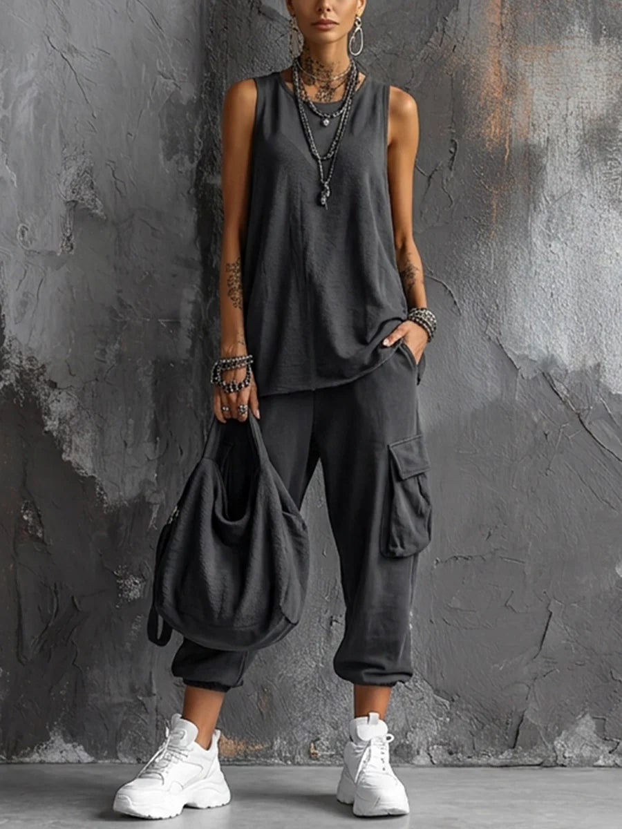 Bente | Casual set met losse pasvorm en zakken