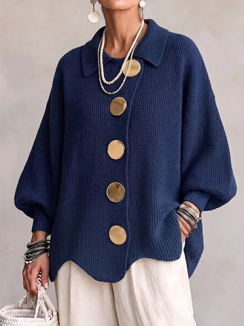 Sterre | Oversized Vest Met Grote Gouden Knopen