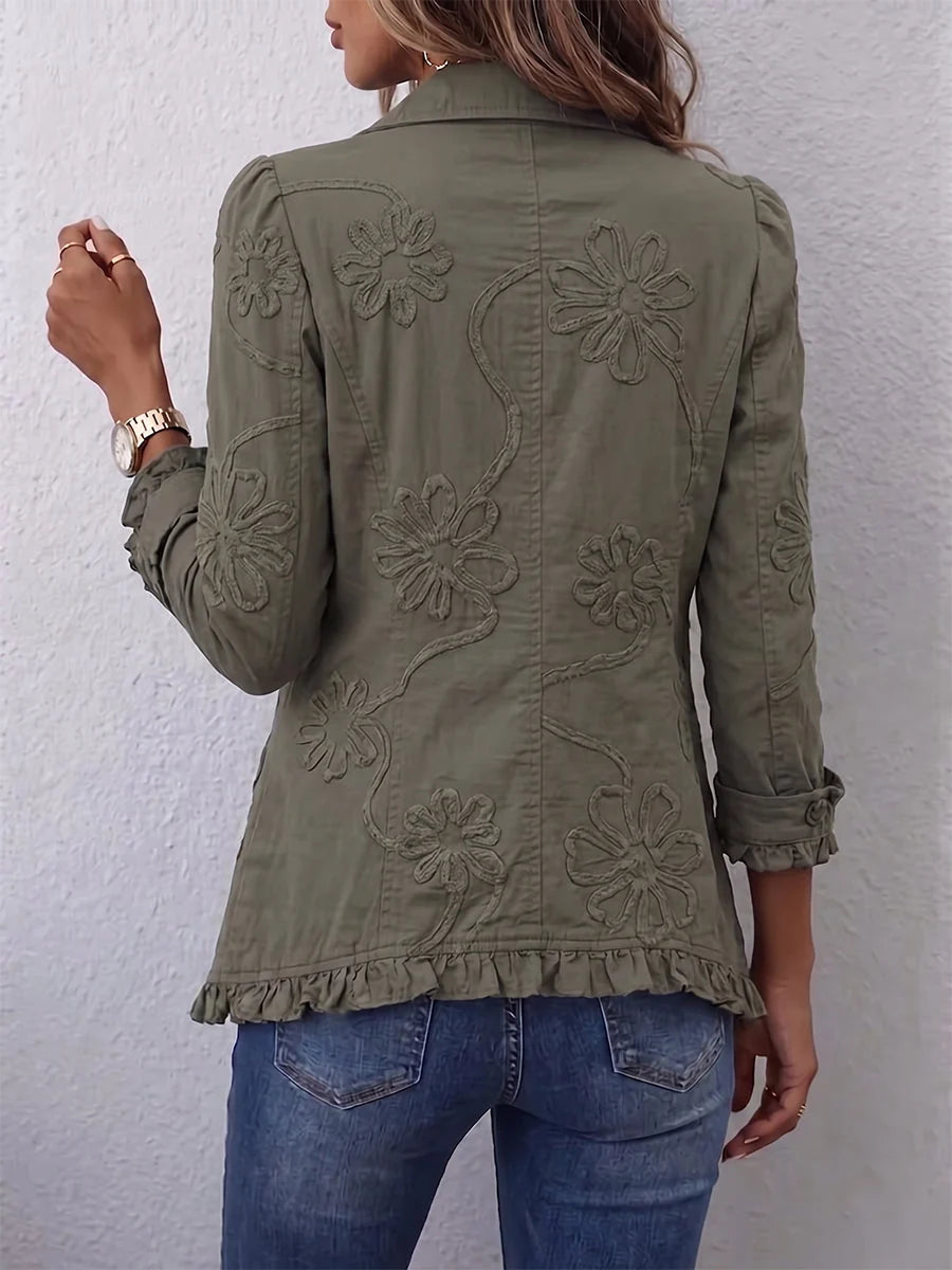 Bente | Boho-chic jasje met borduursels en ruches