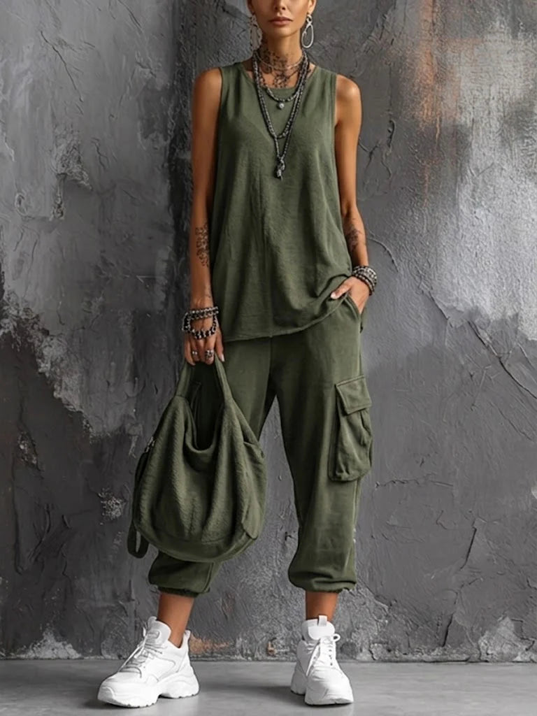 Bente | Casual set met losse pasvorm en zakken