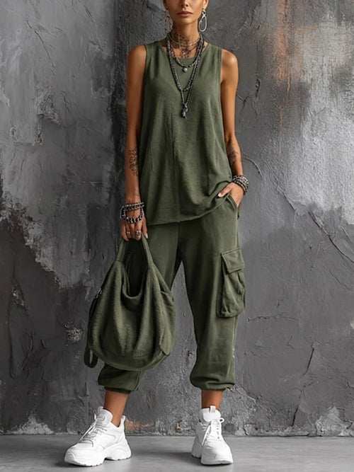 Bente | Casual set met losse pasvorm en zakken