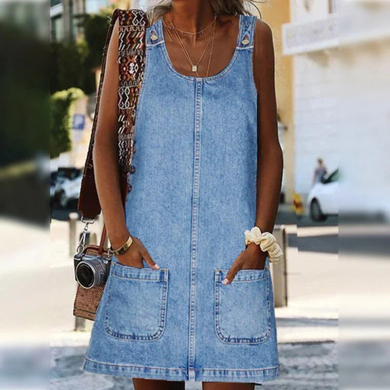 Ilona | Casual denim pinafore-jurk voor dames